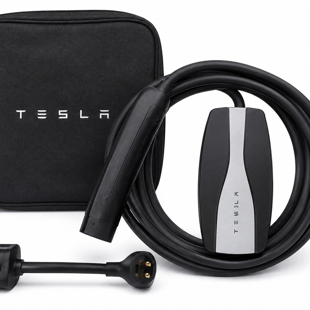 Tesla EV Charging Cable with Carry Case - Black & Silver